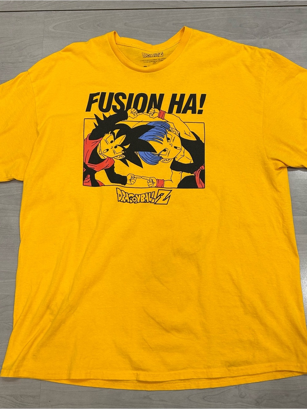 Dragon Ball Z Goten Trunks Fusion Ha T Shirt Yellow Anime Graphic Tee Mens 2XL